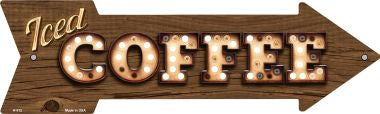 Iced Coffee Bulb Letters Novelty Arrow Sign