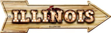 Illinois Bulb Lettering With State Flag Novelty Arrows