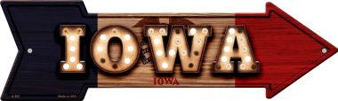 Iowa Bulb Lettering With State Flag Novelty Arrows