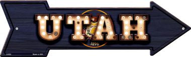 Utah Bulb Lettering With State Flag Novelty Arrows A-624
