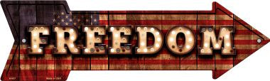 Freedom Bulb Letters American Flag Novelty Arrow Sign 