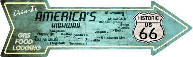 Americas Highway Drive In Novelty Metal Arrow Sign