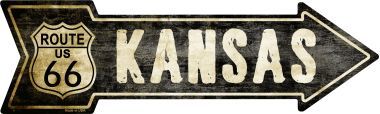 Vintage Route 66 Kansas Novelty Metal Arrow Sign