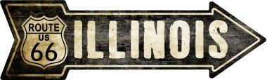 Vintage Route 66 Illinois Novelty Metal Arrow Sign
