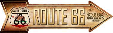 Route 66 California Flag Novelty Metal Arrow Sign