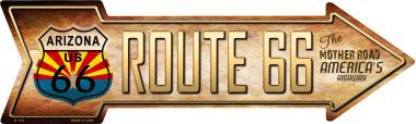 Route 66 Arizona Flag Novelty Metal Arrow Sign