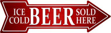 Ice Cold Beer Sold Here Novelty Metal Arrow Sign