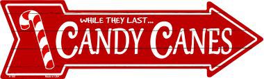 Candy Canes Novelty Metal Arrow Sign