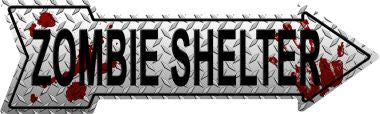 Zombie Shelter Novelty Metal Arrow Sign