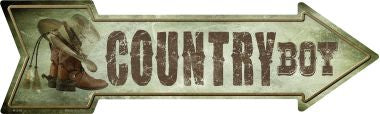 Country Boy Novelty Metal Arrow Sign