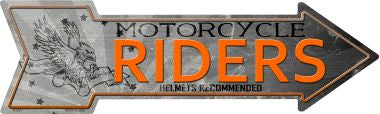 Motorcycle Riders Novelty Metal Arrow Sign