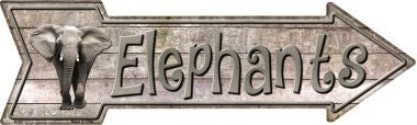 Elephants Novelty Metal Arrow Sign