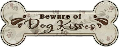 Beware of Dog Kisses Novelty Bone Magnet