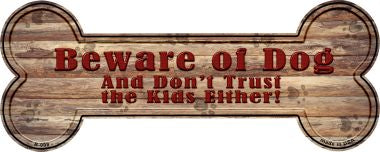 Beware of Dog and Kids Novelty Bone Magnet 