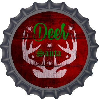 Deer Santa Novelty Metal Bottle Cap 12 Inch sign