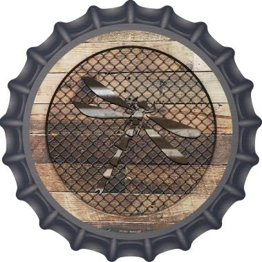 Corrugated Dragonfly on Wood Novelty Metal Bottle Cap BC-1032