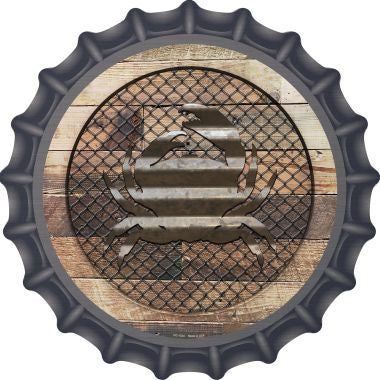 Corrugated Crab on Wood Novelty Metal Bottle Cap BC-1034