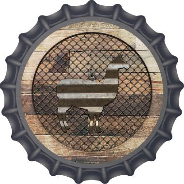 Corrugated Llama on Wood Novelty Metal Bottle Cap BC-1039