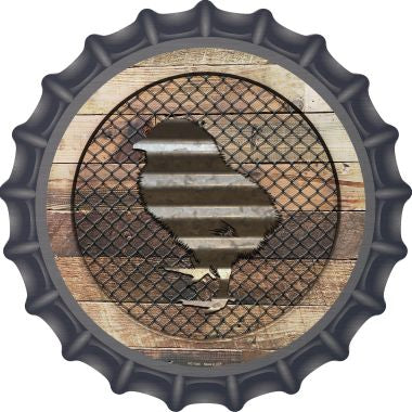 Corrugated Chick on Wood Novelty Metal Bottle Cap BC-1048