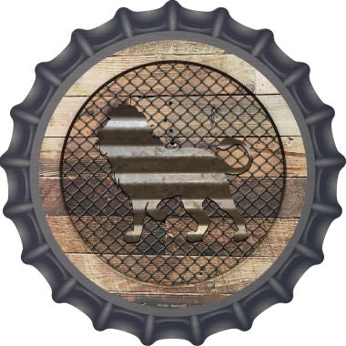 Corrugated Lion on Wood Novelty Metal Bottle Cap BC-1052