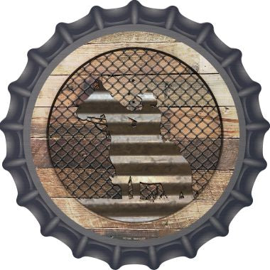 Corrugated Cowboy on Wood Novelty Metal Bottle Cap 12 Inch SIgn (Not Real Wood, Design Only)