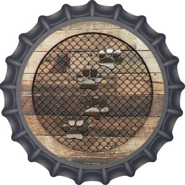 Corrugated Dog Paws on Wood Novelty Metal Bottle Cap BC-1060