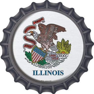 Illinois State Flag Novelty Metal Bottle Cap 12 Inch Sign