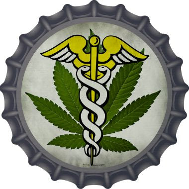 Cannabis Caduceus Novelty Metal Bottle Cap BC-1131