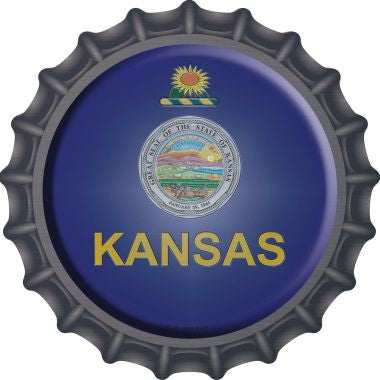 Kansas State Flag Novelty Metal Bottle Cap 12 Inch Sign