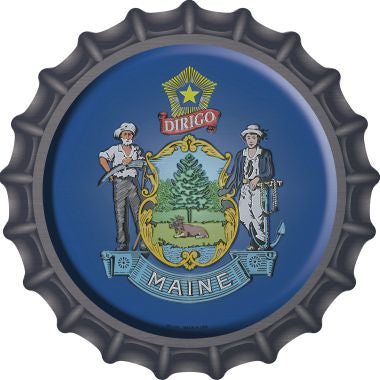 Maine State Flag Novelty Metal Bottle Cap 12 Inch Sign