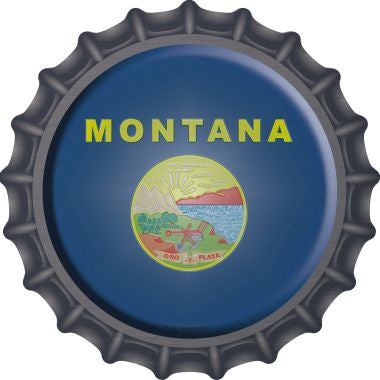 Montana State Flag Novelty Metal Bottle Cap 12 Inch Sign