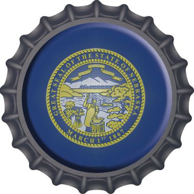 Nebraska State Flag Novelty Metal Bottle Cap 12 Inch Sign