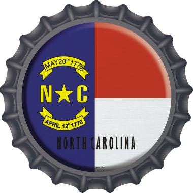 North Carolina State Flag Novelty Metal Bottle Cap 12 Inch Sign