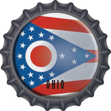 Ohio State Flag Novelty Metal Bottle Cap 12 Inch Sign