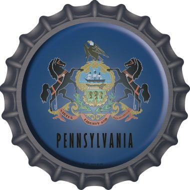 Pennsylvania Flag Novelty Metal Bottle Cap 12 Inch Sign