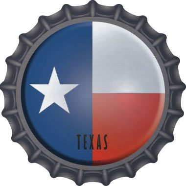 Texas State Flag Novelty Metal Bottle Cap 12 Inch Sign
