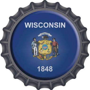 Wisconsin State Flag Novelty Metal Bottle Cap BC-148