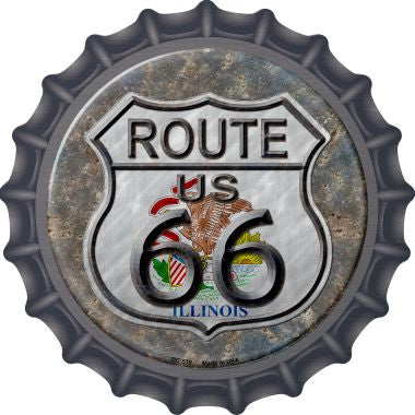 Illinois Route 66 Novelty Metal Bottle Cap 12 Inch Sign
