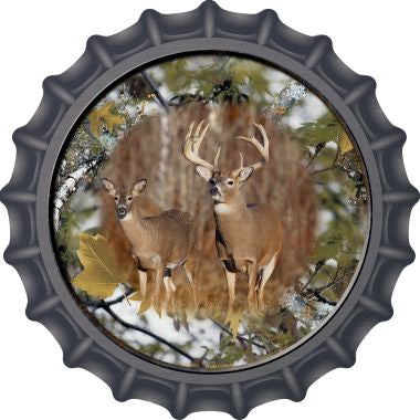 Deer On Camo Novelty Metal Bottle Cap 12 Inch Sign