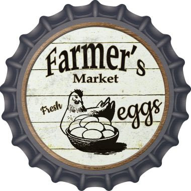 Farmers Market Eggs Novelty Metal Bottle Cap 12 Inch Sign