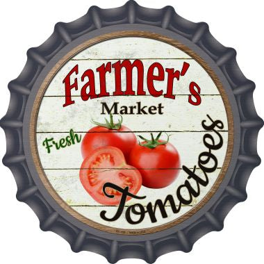 Farmers Market Tomatoes Novelty Metal Bottle Cap 12 Inch Sign