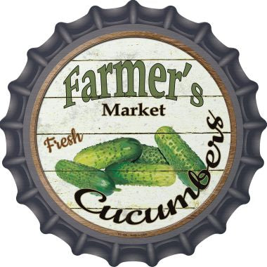 Farmers Market Cucumber Novelty Metal Bottle Cap 12 Inch Sign