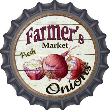 Farmers Market Onions Novelty Metal Bottle Cap 12 Inch Sign