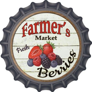 Farmers Market Berries Novelty Metal Bottle Cap 12 Inch Sign