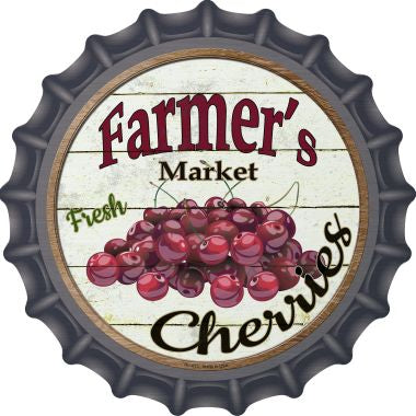 Farmers Market Cherries Novelty Metal Bottle Cap 12 Inch Sign