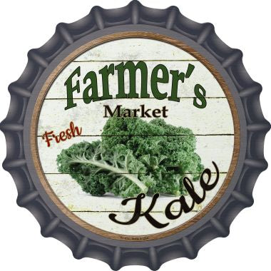 Farmers Market Kale Novelty Metal Bottle Cap 12 Inch Sign