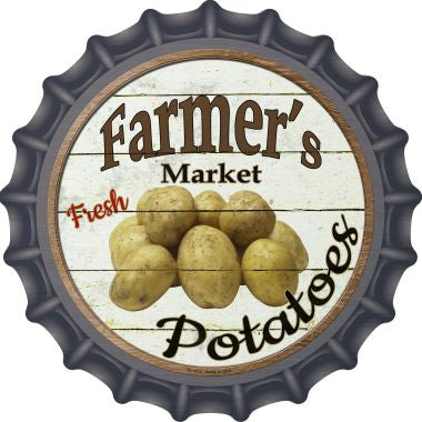 Farmers Market Potatoes Novelty Metal Bottle Cap 12 Inch Sign