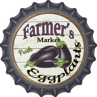 Farmers Market Eggplants Novelty Metal Bottle Cap 12 Inch Sign