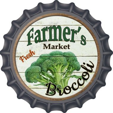 Farmers Market Broccoli Novelty Metal Bottle Cap 12 Inch Sign
