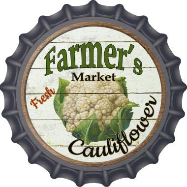Farmers Market Cauliflower Novelty Metal Bottle Cap 12 Inch Sign